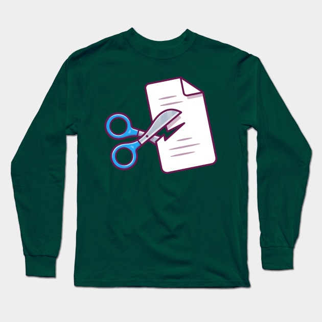 Scissor Cutting Paper Cartoon Long Sleeve T-Shirt by Catalyst Labs